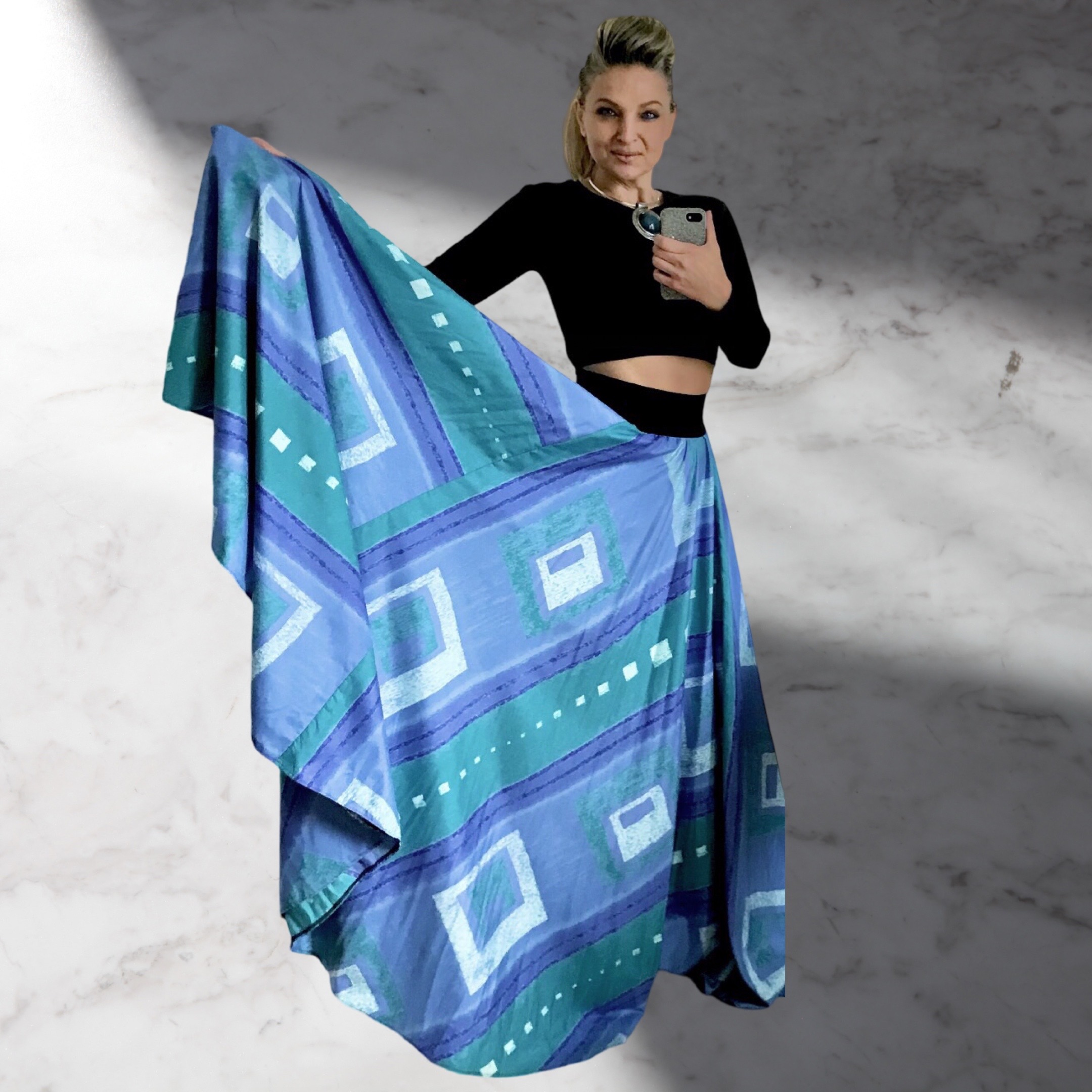 Dlouhá letní sukně - maxi sukně - BOROS-SK-L-BLUE 03